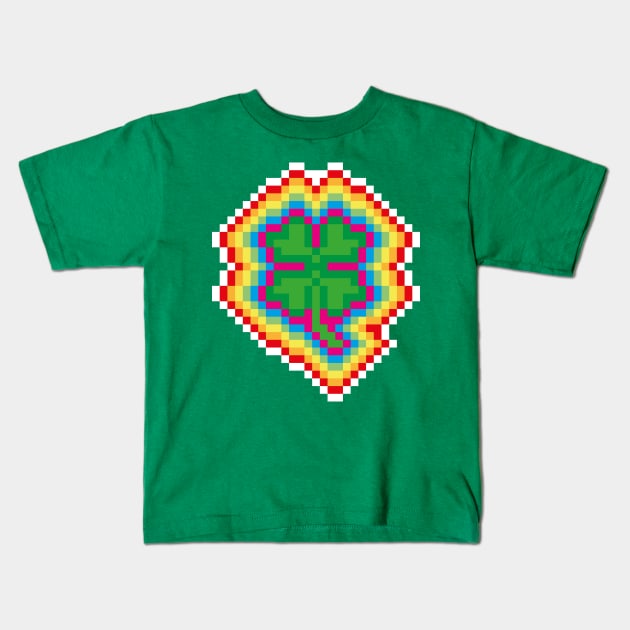 8-bit Rainbow Clover Kids T-Shirt by GraphicBazaar